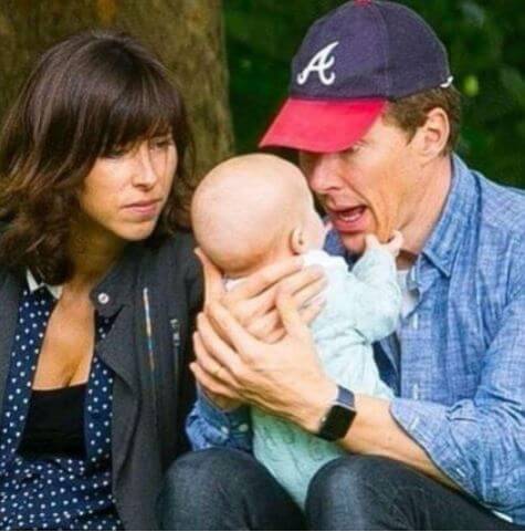 Hal Auden Cumberbatch with his parents, Benedict Cumberbatch and Sophie Hunter.